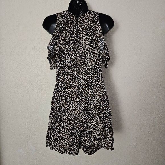 Topshop Animal Print Cold Shoulder Romper - Picture 6 of 9